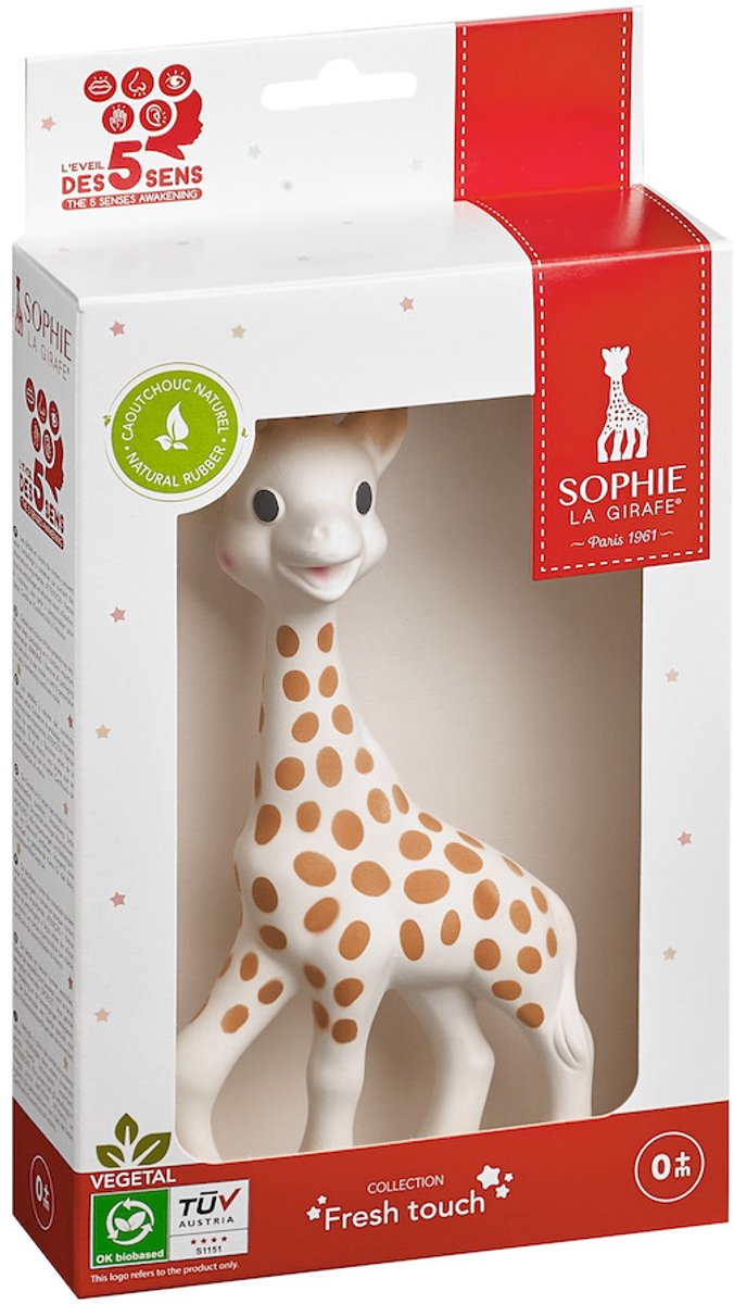 Sophie the giraffe - teething toy - teething toy - baby toys - maternity gift - baby shower gift - in white red gift box - 100% natural rubber - from 0 months - 17 cm - beige brown
