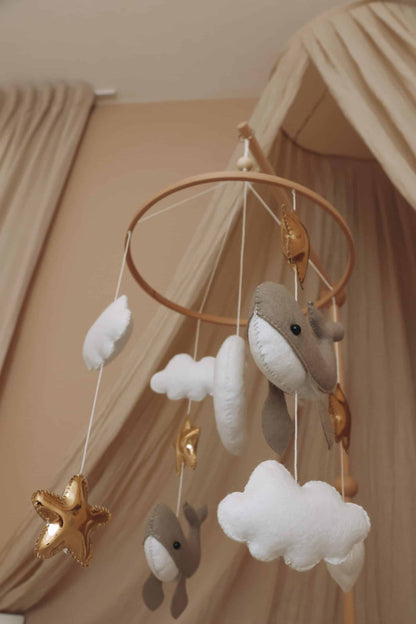 Handmade Little Whales baby mobile