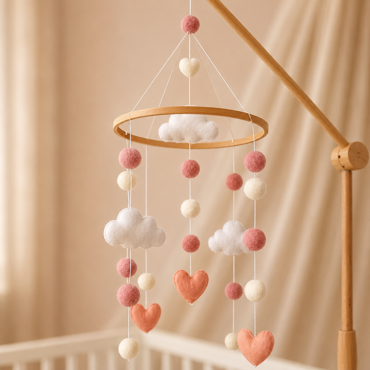 Handmade Little Hearts baby mobile