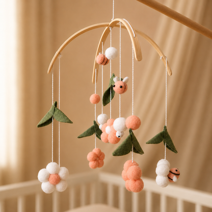 Handmade Pink Bees baby mobile