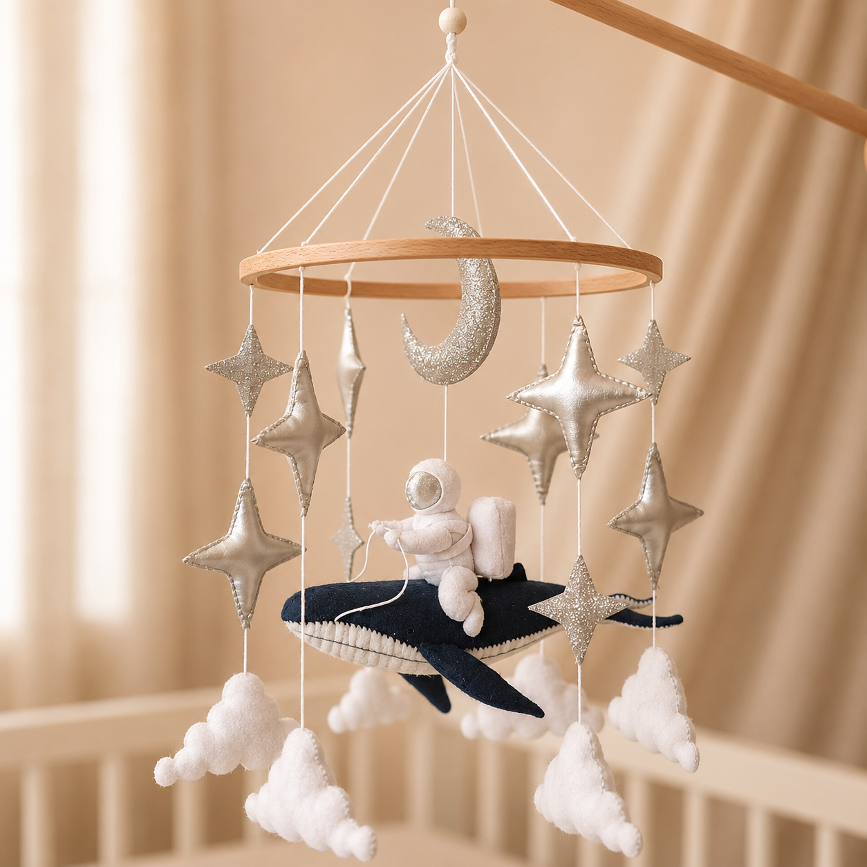 handmade space baby mobile