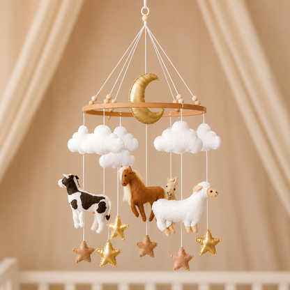 Handmade Cattle babymobile