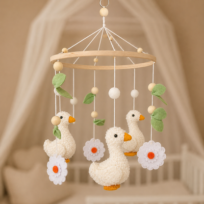 Handmade Flowers & Ducklings babymobile