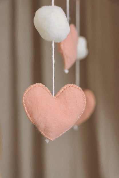 Handmade Little Hearts baby mobile