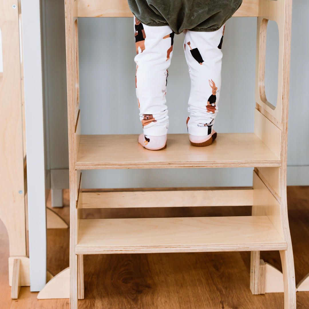 STEP UP verstelbare leertoren in naturel hout