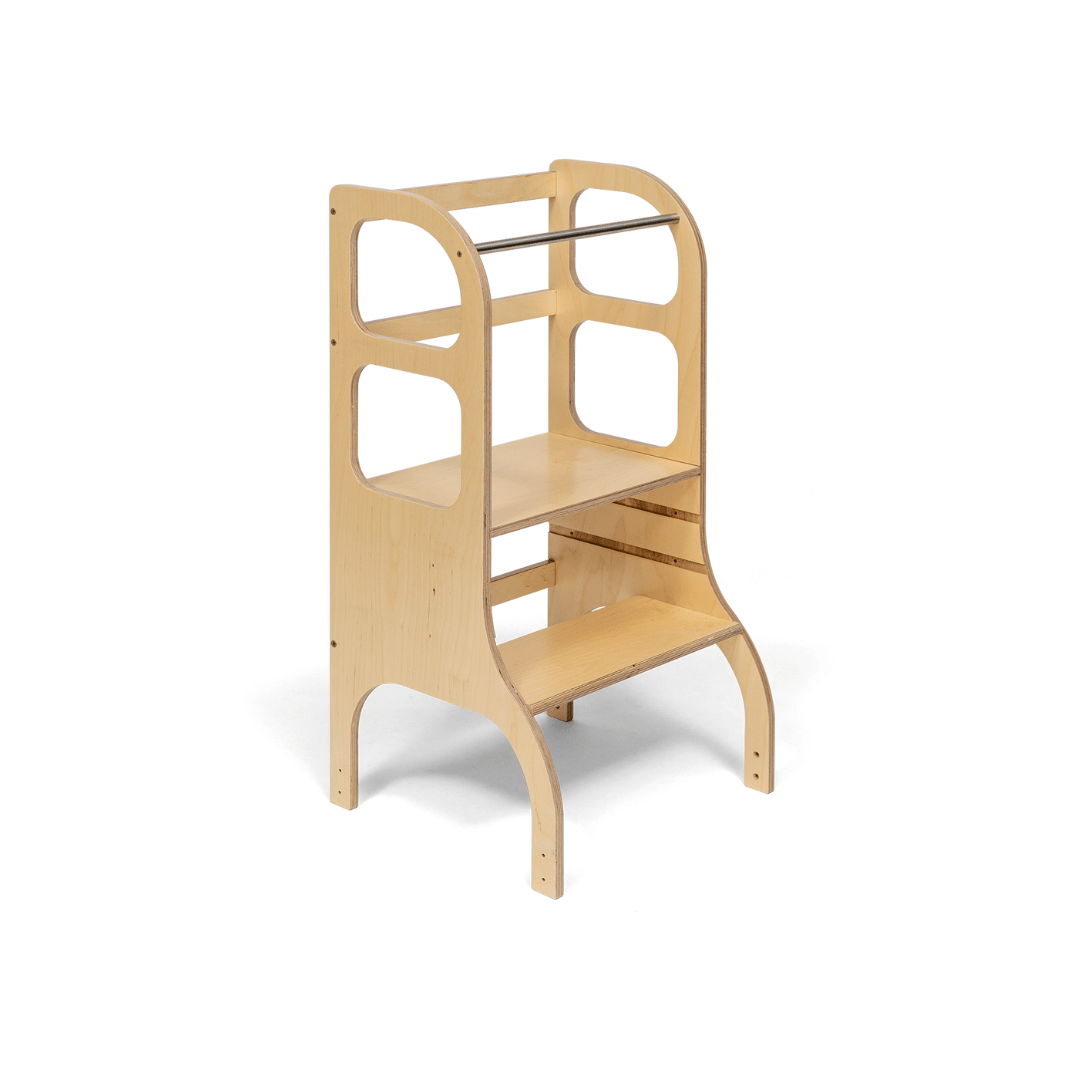 STEP UP verstelbare leertoren in naturel hout