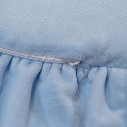 Ronde speelmat met ruches in babyblauw fluweel