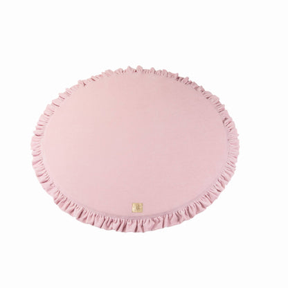 Ronde speelmat met ruches in roze fluweel