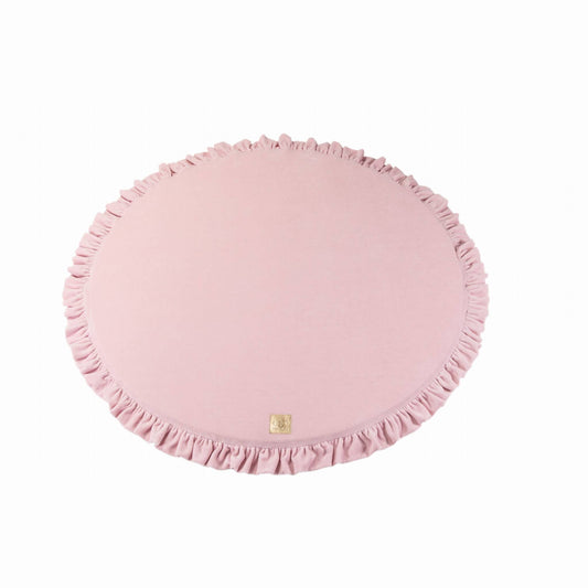 Ronde speelmat met ruches in roze fluweel