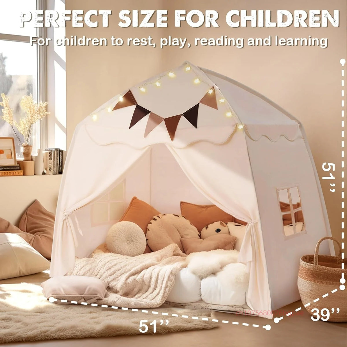 Bedtent voor Kinderen - Speeltent met Luifel   69,79 EUR