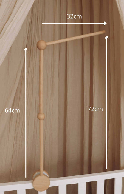 Wooden baby mobile arm fixed