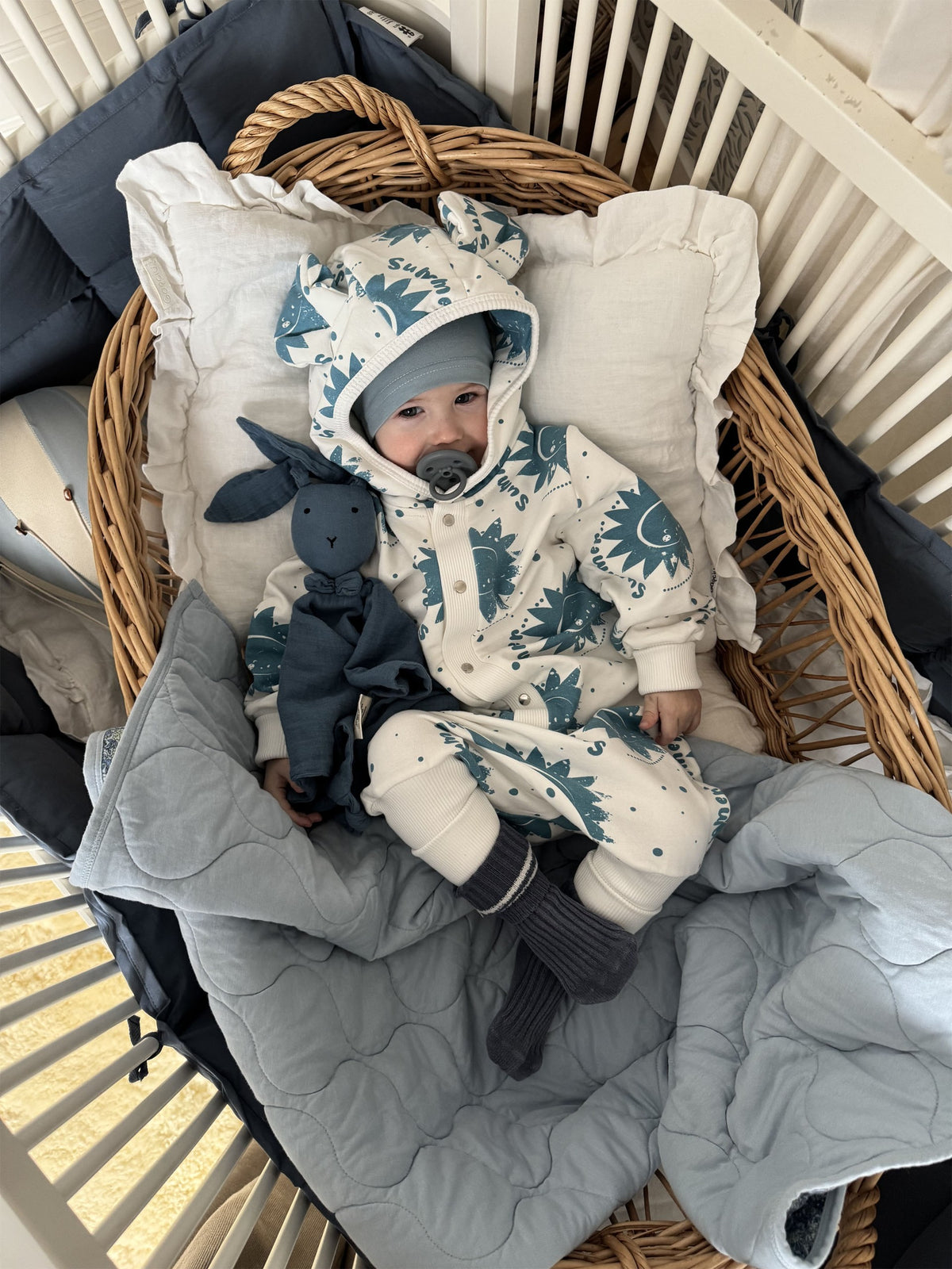Jumpsuit met oortjes in Ecru Zonnetjes