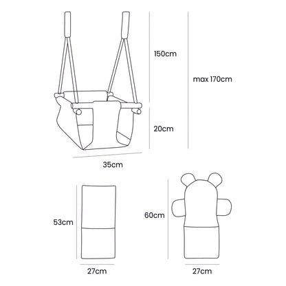 Indoor Baby Swing, Teddy - Pink Powder