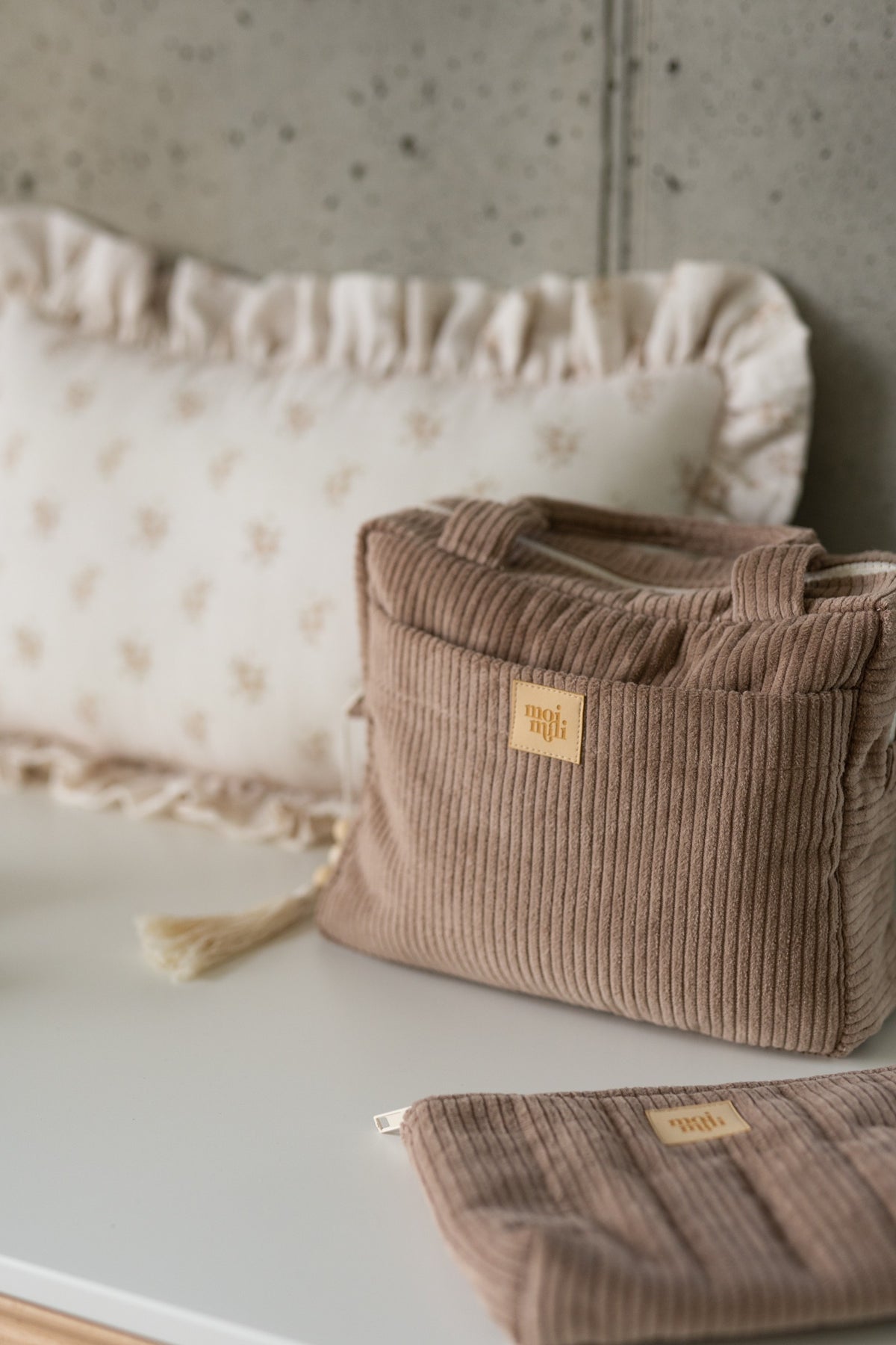 Set van 2 make-up tassen in latte