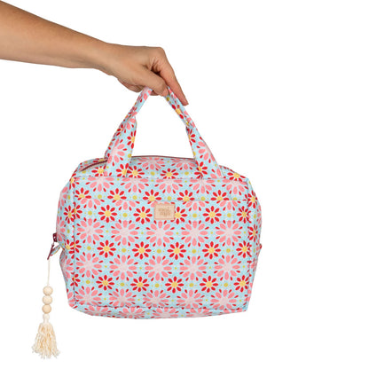 Set van 2 make-up tassen met rode bloemen