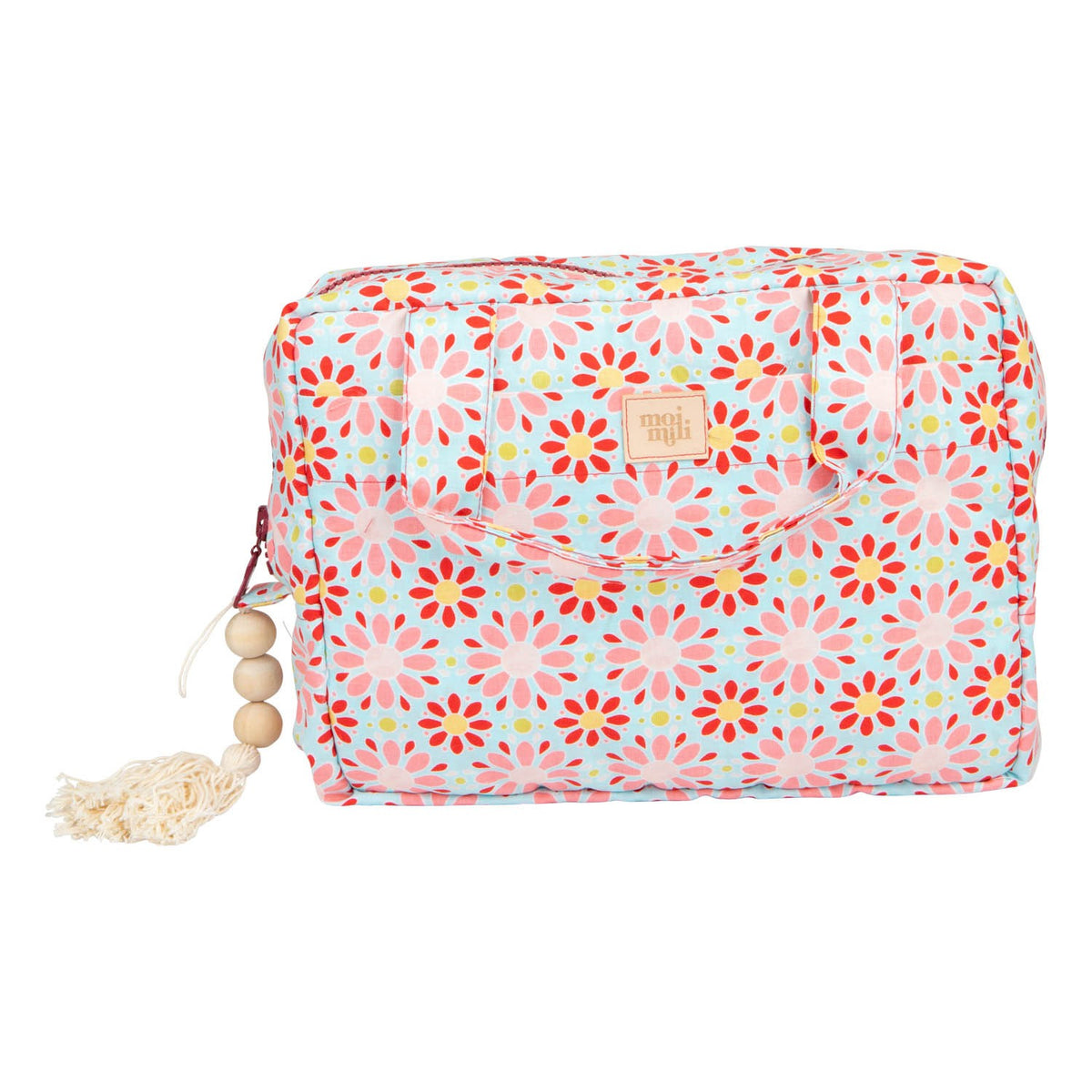 Grote make-uptas met print Rode Bloemen