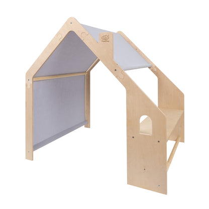 Wit houten speelhuisje van MeowBaby met blauw dak