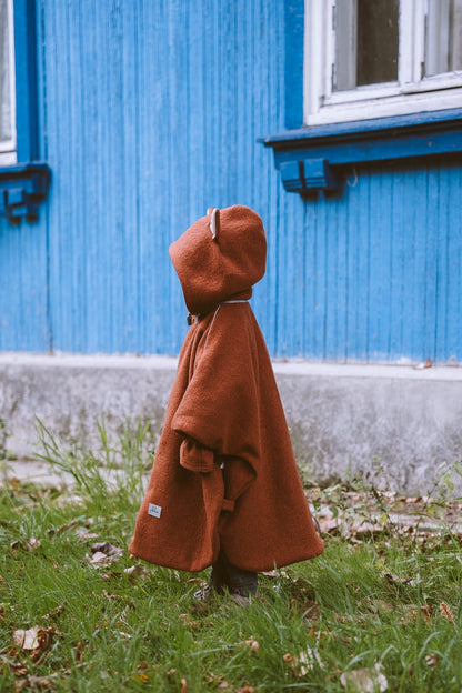 Autoponcho van merinowol voor kinderen met vos