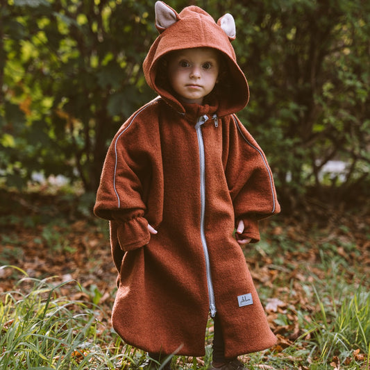 Autoponcho van merinowol voor kinderen met vos