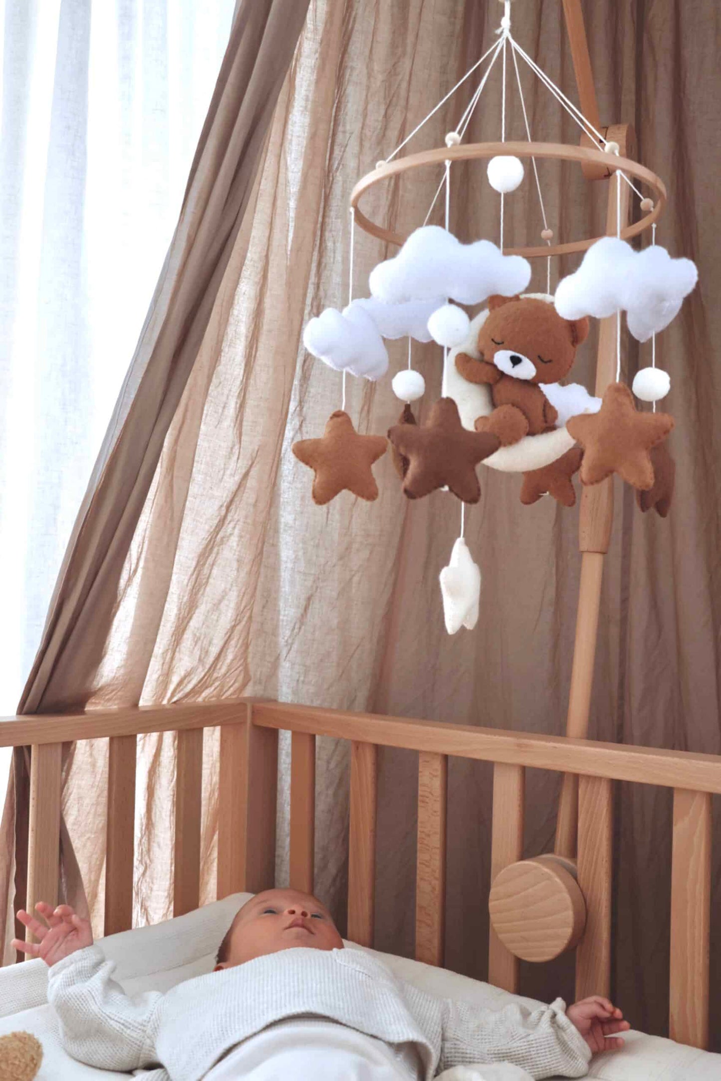 Handmade Sleeping Teddy baby mobile