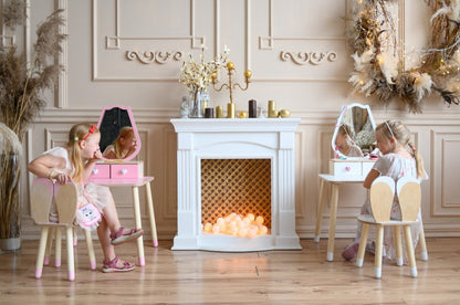 Kinderkaptafel met stoel en spiegel, Tulp