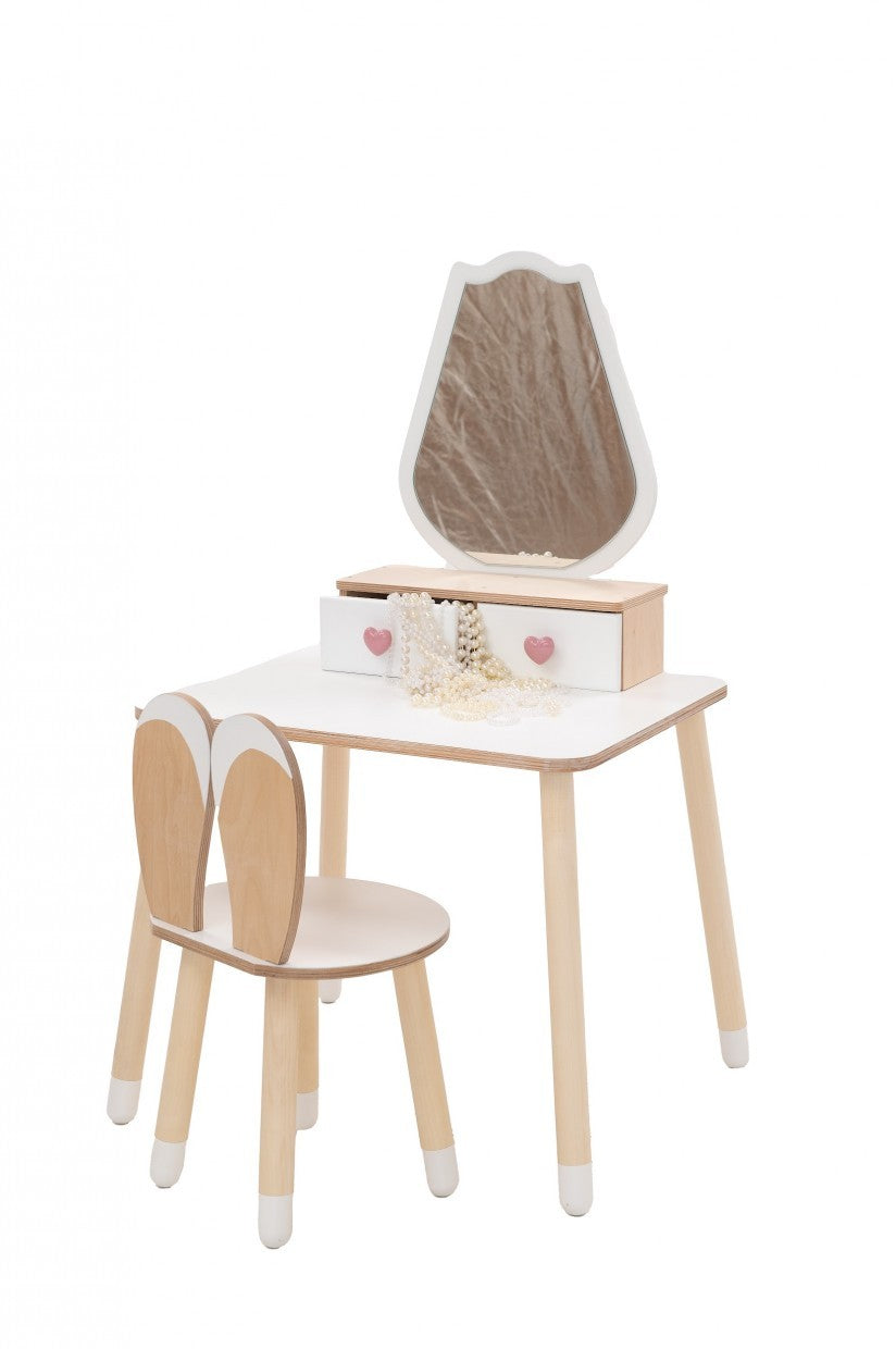 Kinderkaptafel met stoel en spiegel, Tulp
