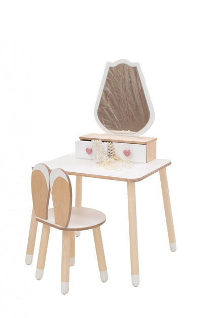 Kinderkaptafel met stoel en spiegel, Tulp