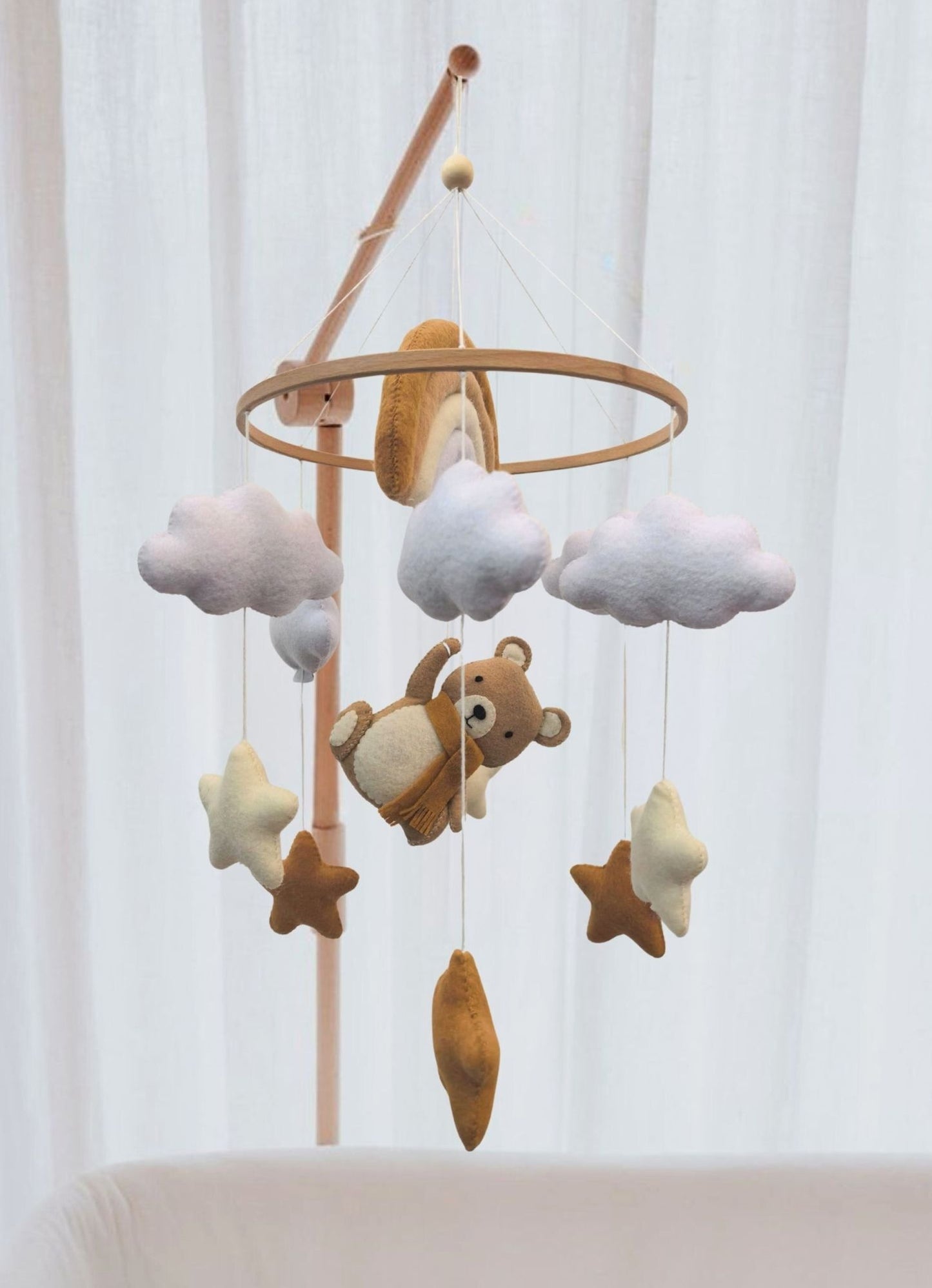 Handmade Rainbow Teddy babymobile