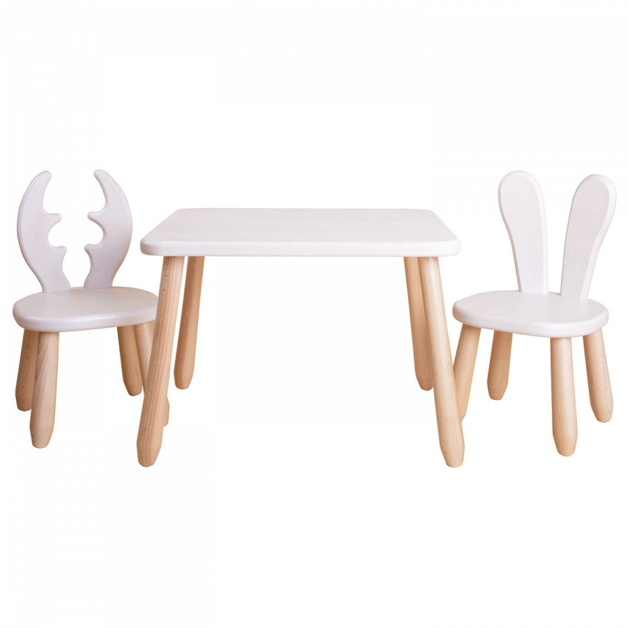 Houten kindertafel met twee stoelen, Wild
