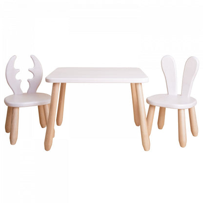 Houten kindertafel met twee stoelen, Wild