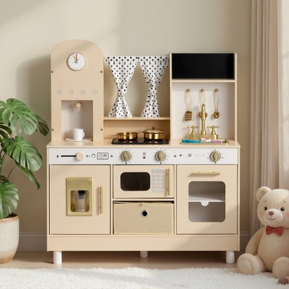 Play Kitchen for Kids, Wooden, Kids Kitchen Playset with Realistic