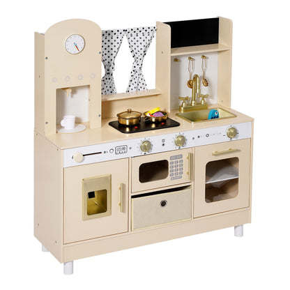 Play Kitchen for Kids, Wooden, Kids Kitchen Playset with Realistic