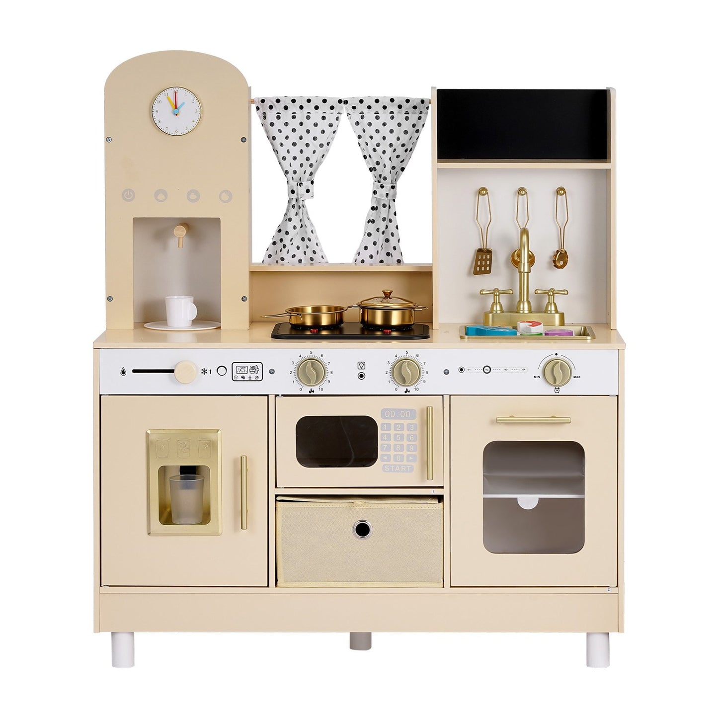 Play Kitchen for Kids, Wooden, Kids Kitchen Playset with Realistic